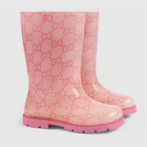 gucci baby rain boots pink|Gucci Edinburg GG Rain Boot, Pink/Black.